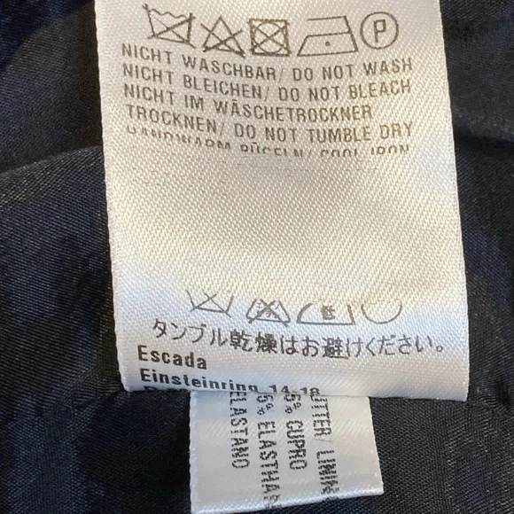 Vintage Escada Blk Wool Crepe Ruched Zipper Front Pencil Skirt - Sz 4 - Picture 7 of 7